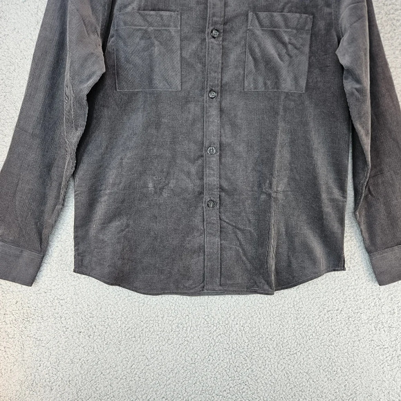 WestZeroOne Mens Charcoal Gray Corduroy Shirt Jacket Sz M All Cotton Button - Picture 3 of 10